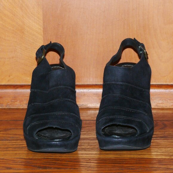 CORDANI TABOR BLACK SUEDE PEEP-TOE SLINGBACK WEDGE SZ EU 38 / US 8 MADE IN ITALY - Picture 3 of 7